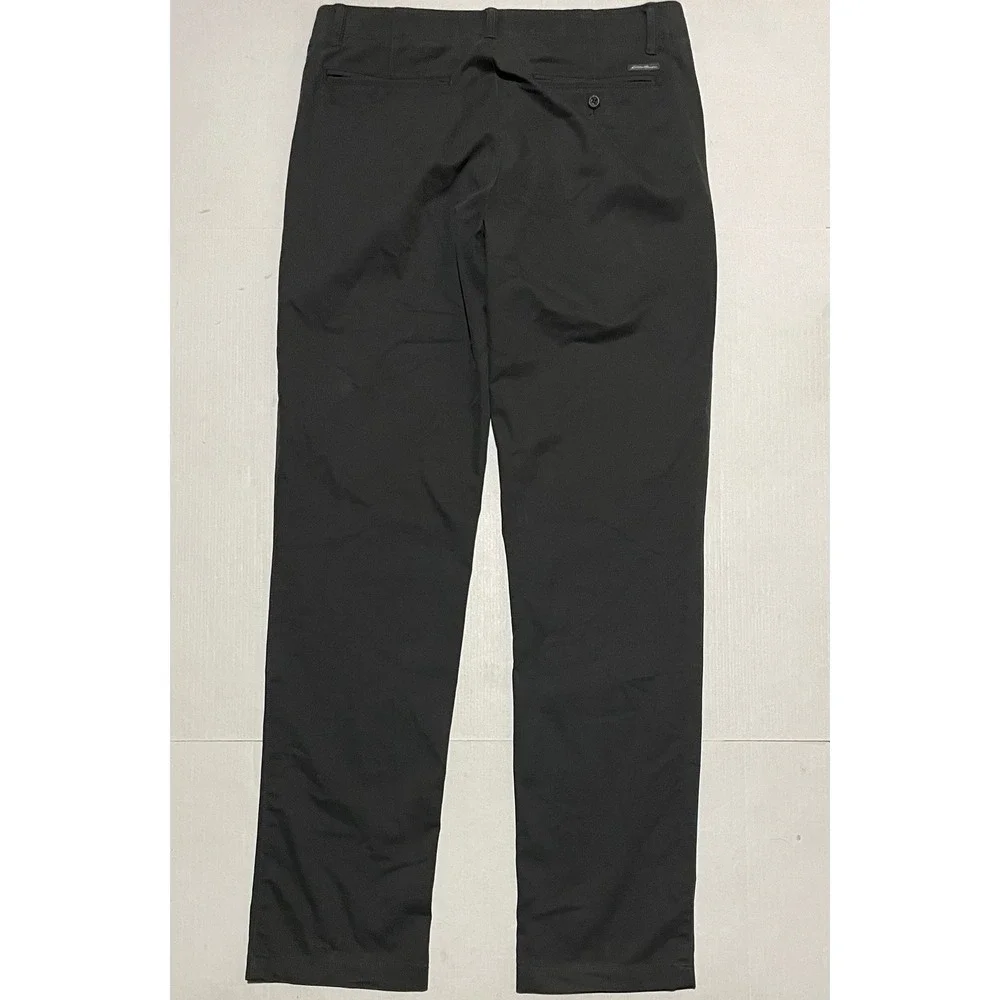 Eddie Bauer Men's 34 X 35 Tall Stretch‎ Chino Pants Straight Flat Front Gray